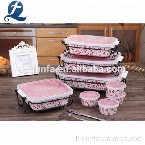 Serve da forno da forno in ceramica con coperchio